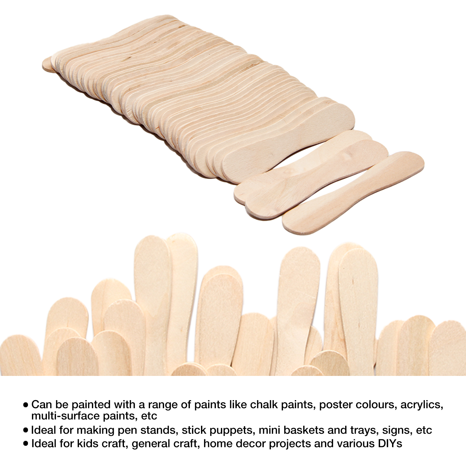 Ice Cream Flat Spoon Sticks Natural 94 X 17 X 2mm 50pc With 30Ml Glue