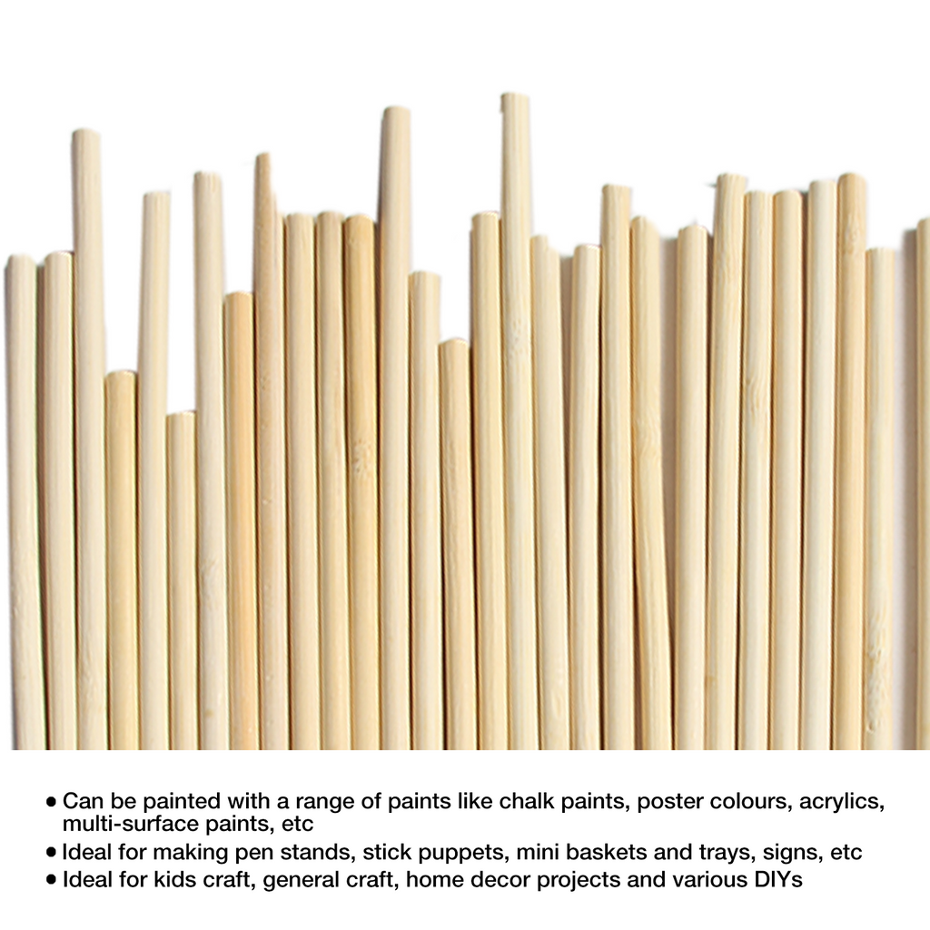 Round Bamboo Sticks Natural 205 X 6mm 30pc With 30Ml Glue