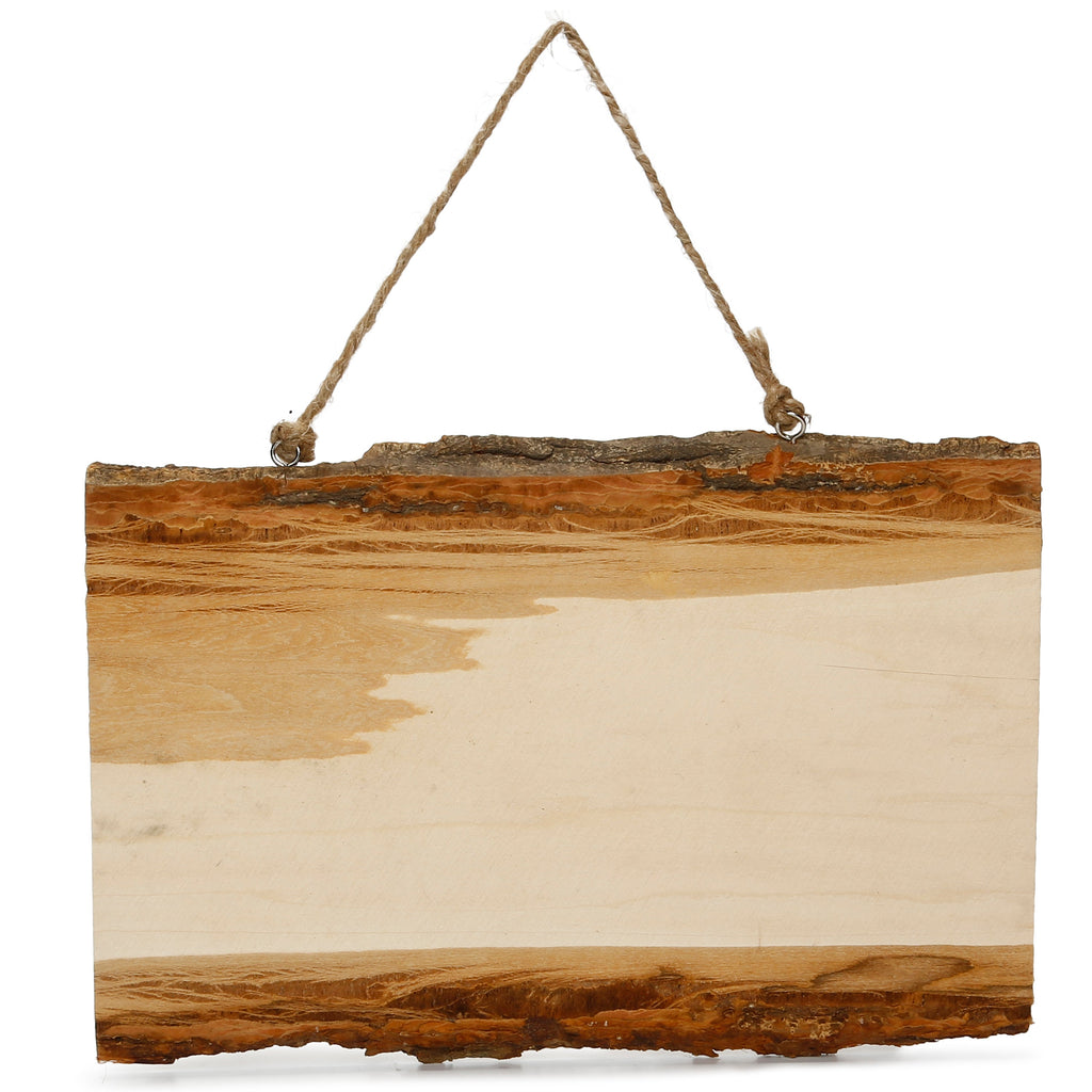 Wooden Natural Bark Rectangle W/Rope Approx L12 X W36Cm 1Pc Ib