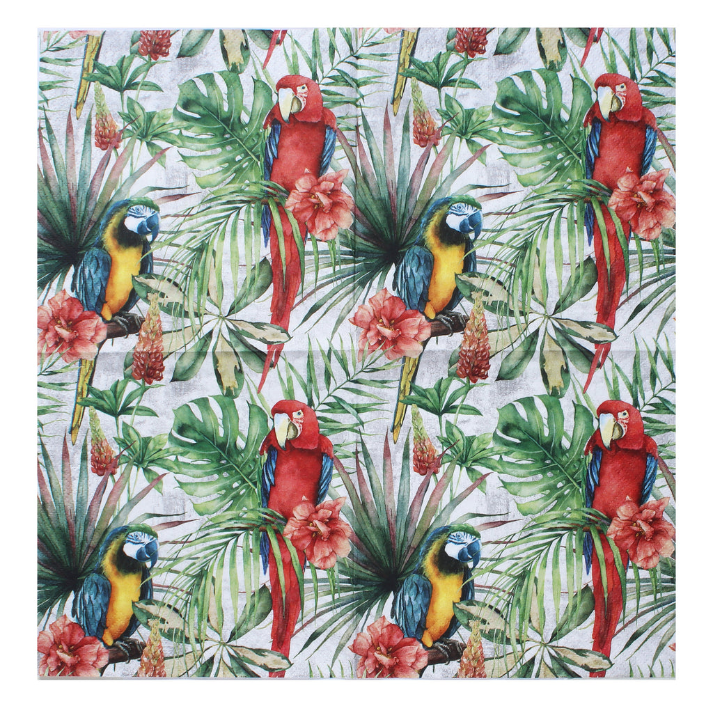 Decoupage Napkin Tropical Parrots 13x13Inch 3Ply 1Pc