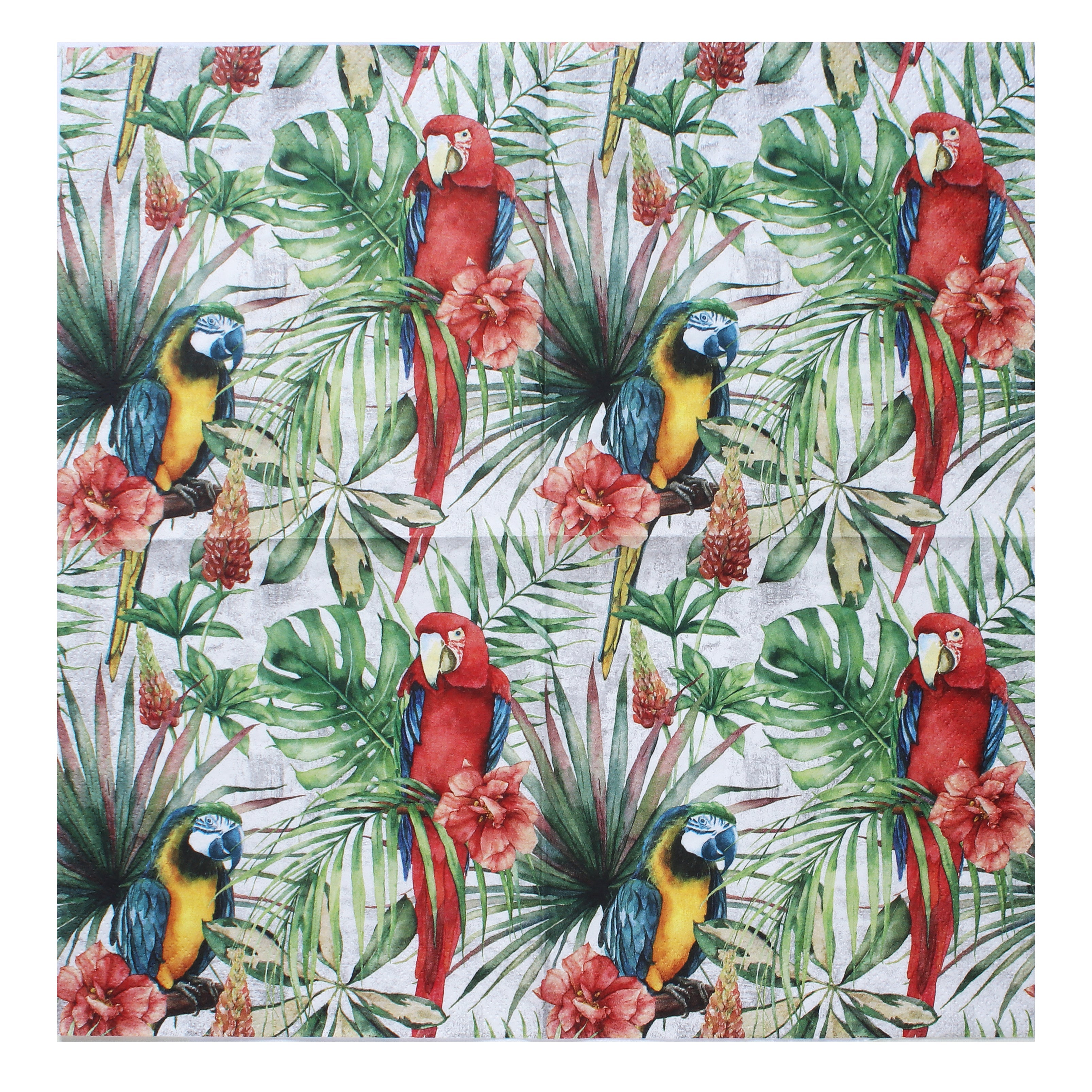 Decoupage Napkin Tropical Parrots 13x13Inch 3Ply 1Pc
