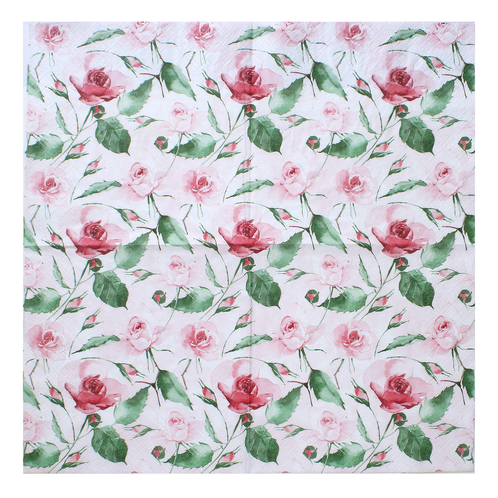 Decoupage Napkin Idyllic Roses 13x13Inch 3Ply 1Pc