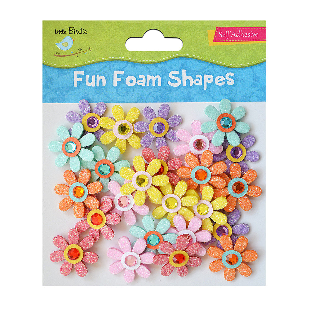 Self Adhesive Fun Foam Shapes Jewelled Daisies 21Pcs Pbci Ib