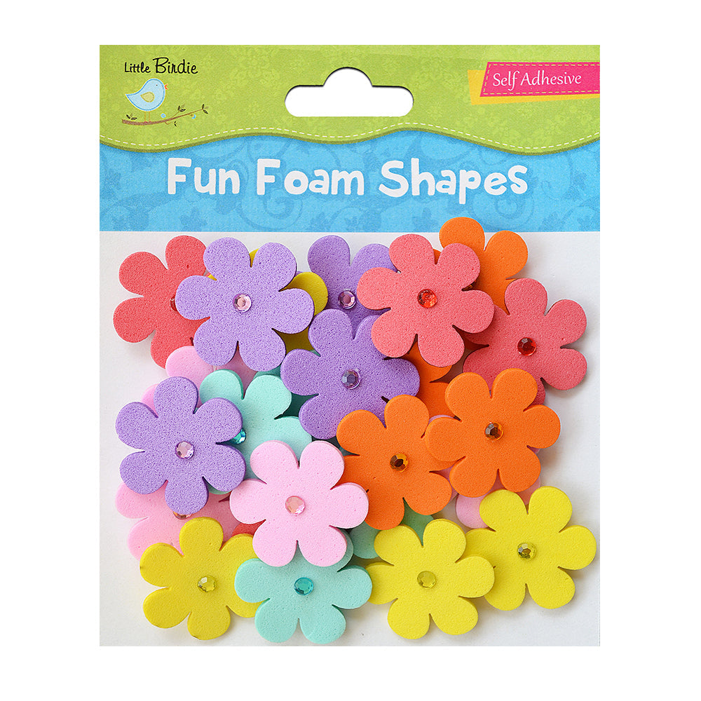 Self Adhesive Fun Foam Shapes Modes Of Jewelled Flowers 24Pcs Pbci Lb
