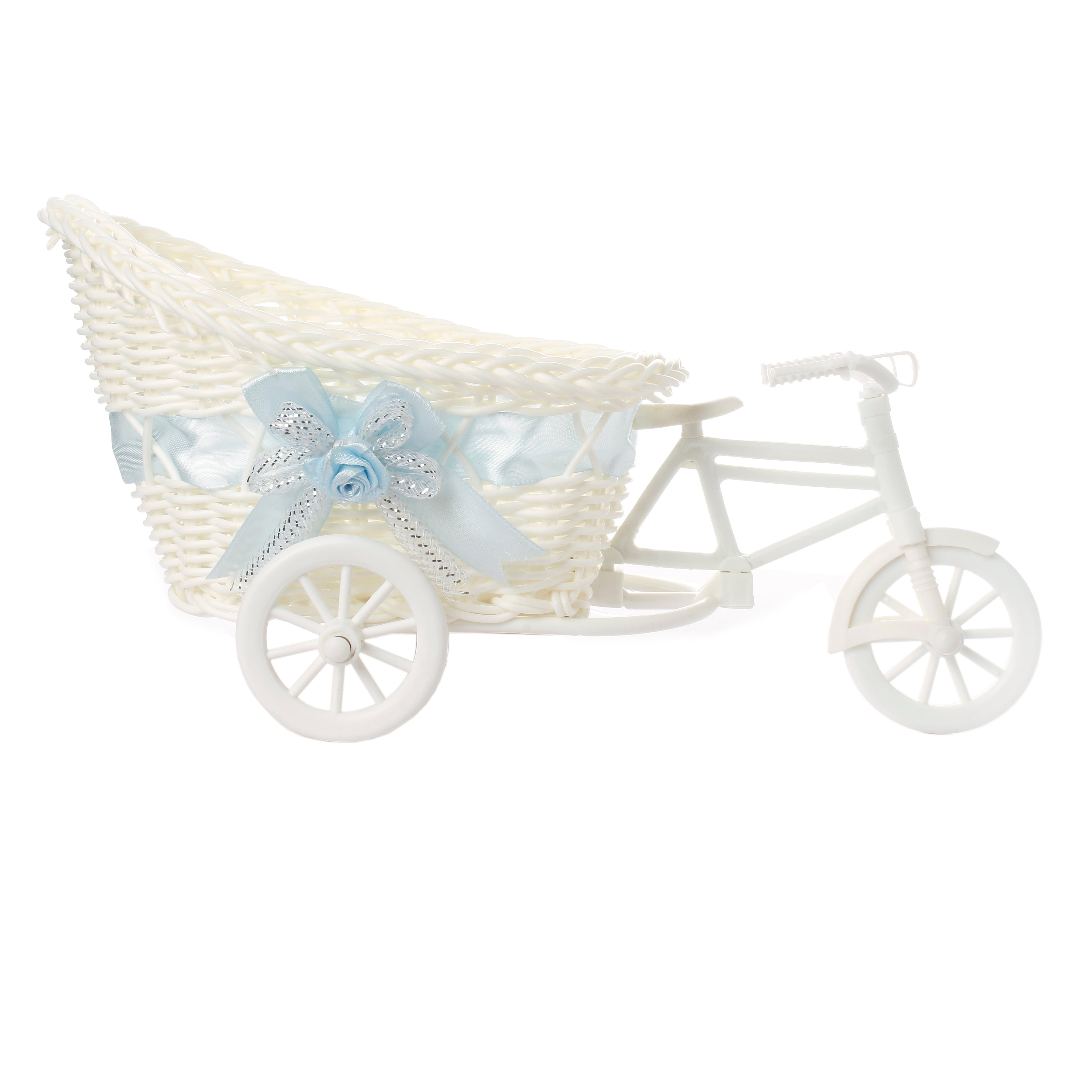Rattan Bicycle W/Flower Basket Big Assorted Design 1pc