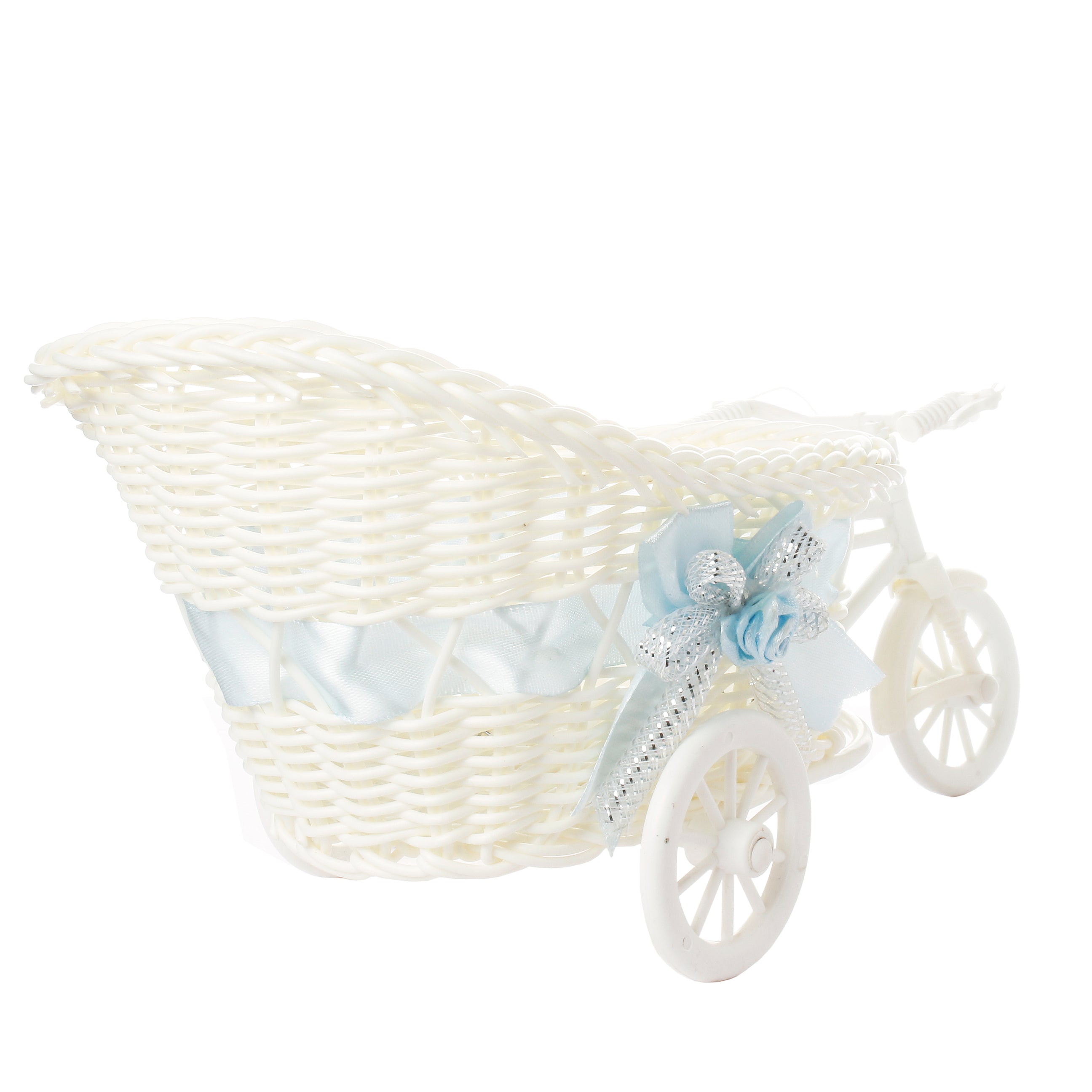 Rattan Bicycle W/Flower Basket Big Assorted Design 1pc