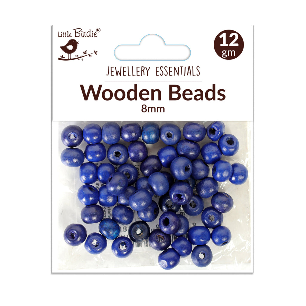 Wooden Beads 8Mm Blue 12G Ib
