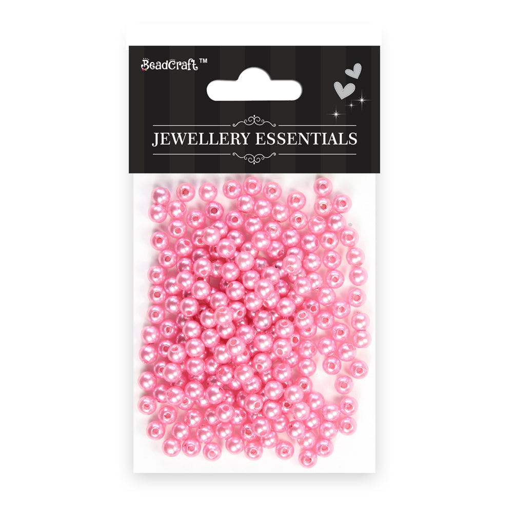 Pearl Beads Plastic 6Mm Lt Pink 20G Ib