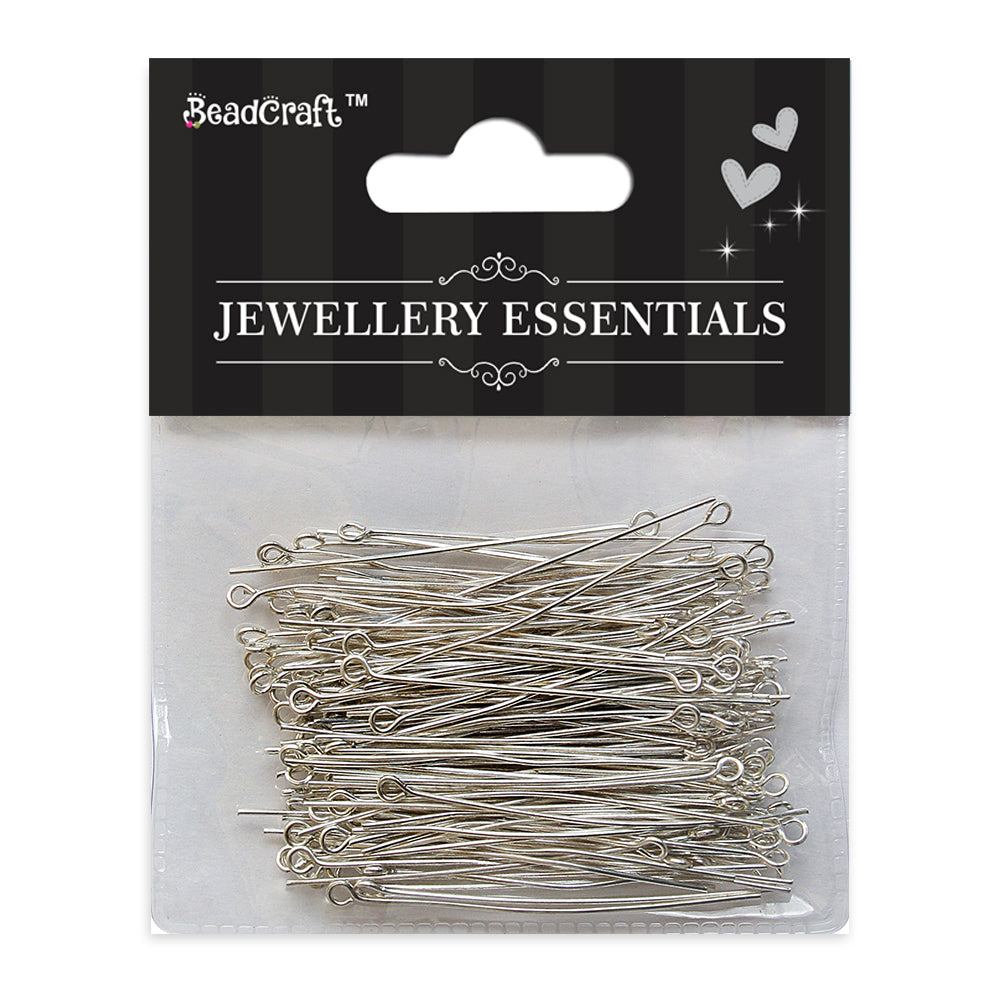 Findings Eye Pin 50Mm Silver 25G