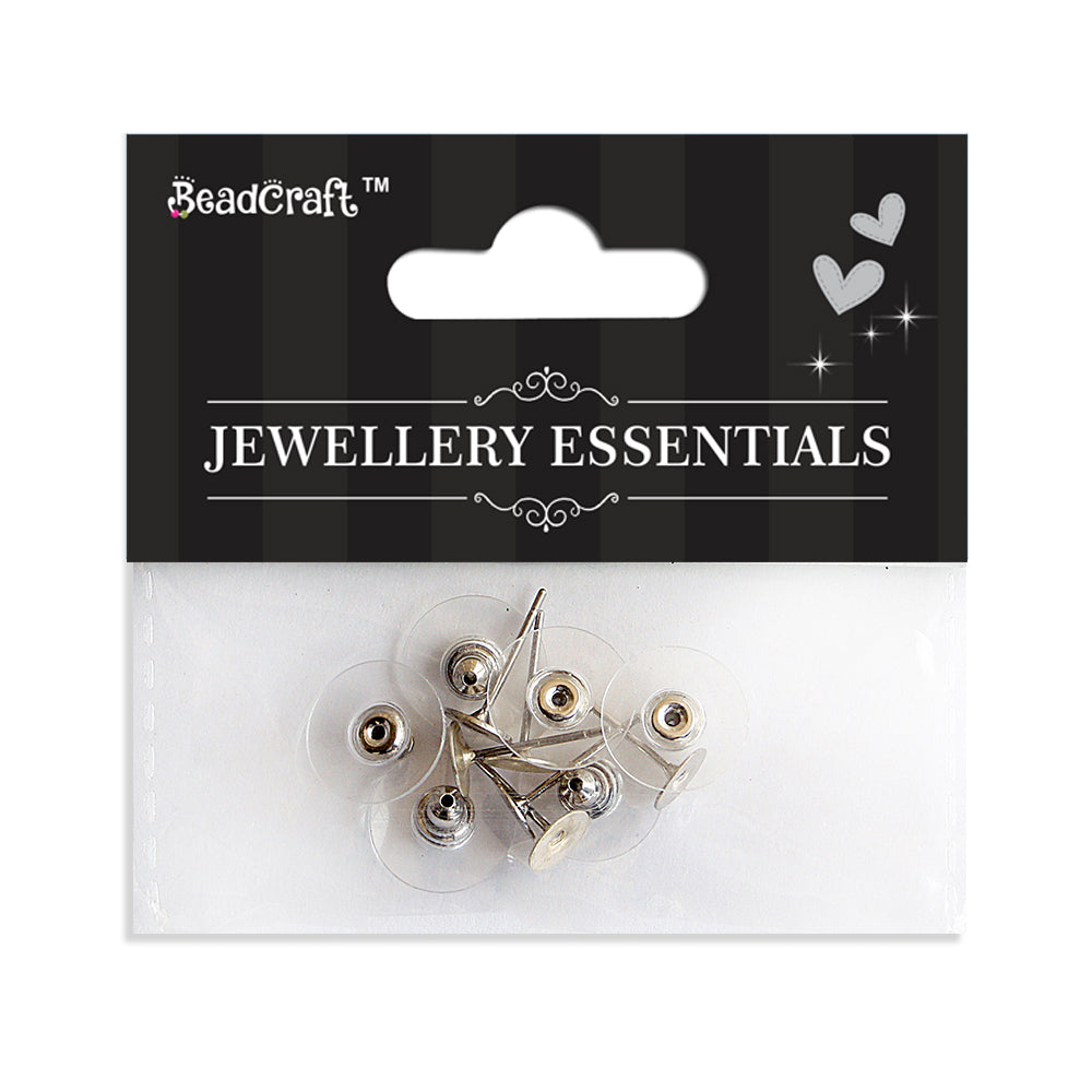 Findings Earring Post - Disk Silver 20Pc