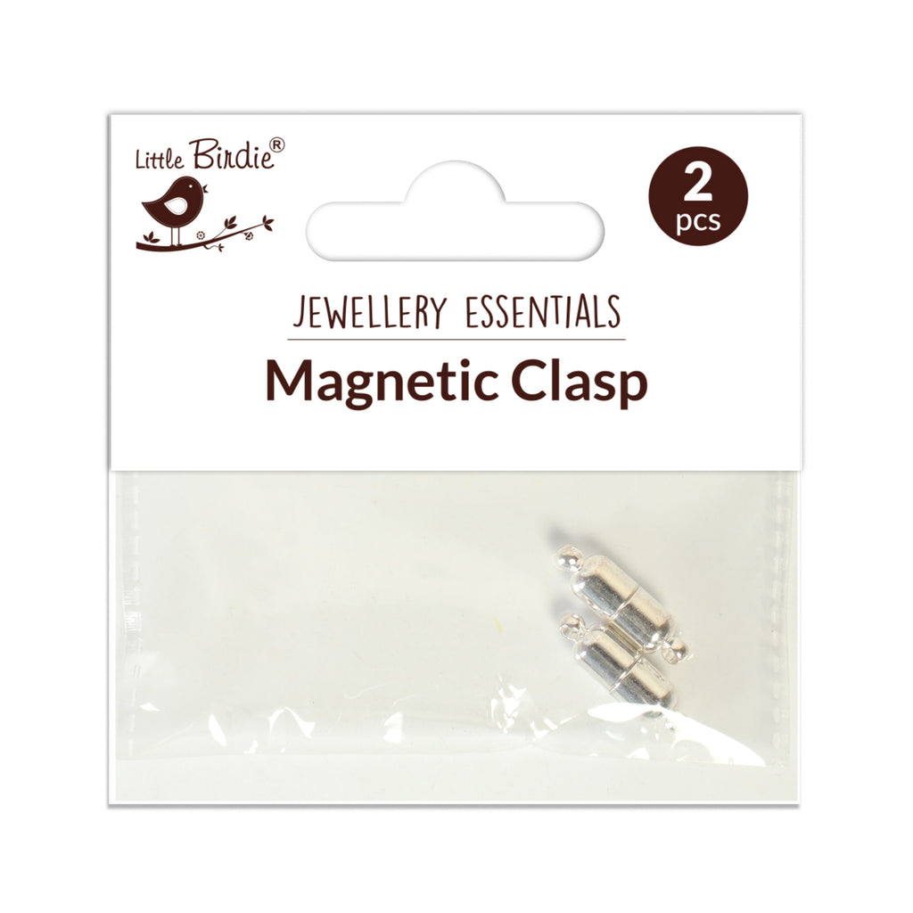 Findings Magnetic End Piece Round Silver 6mm Dia X 2cm 2pcs