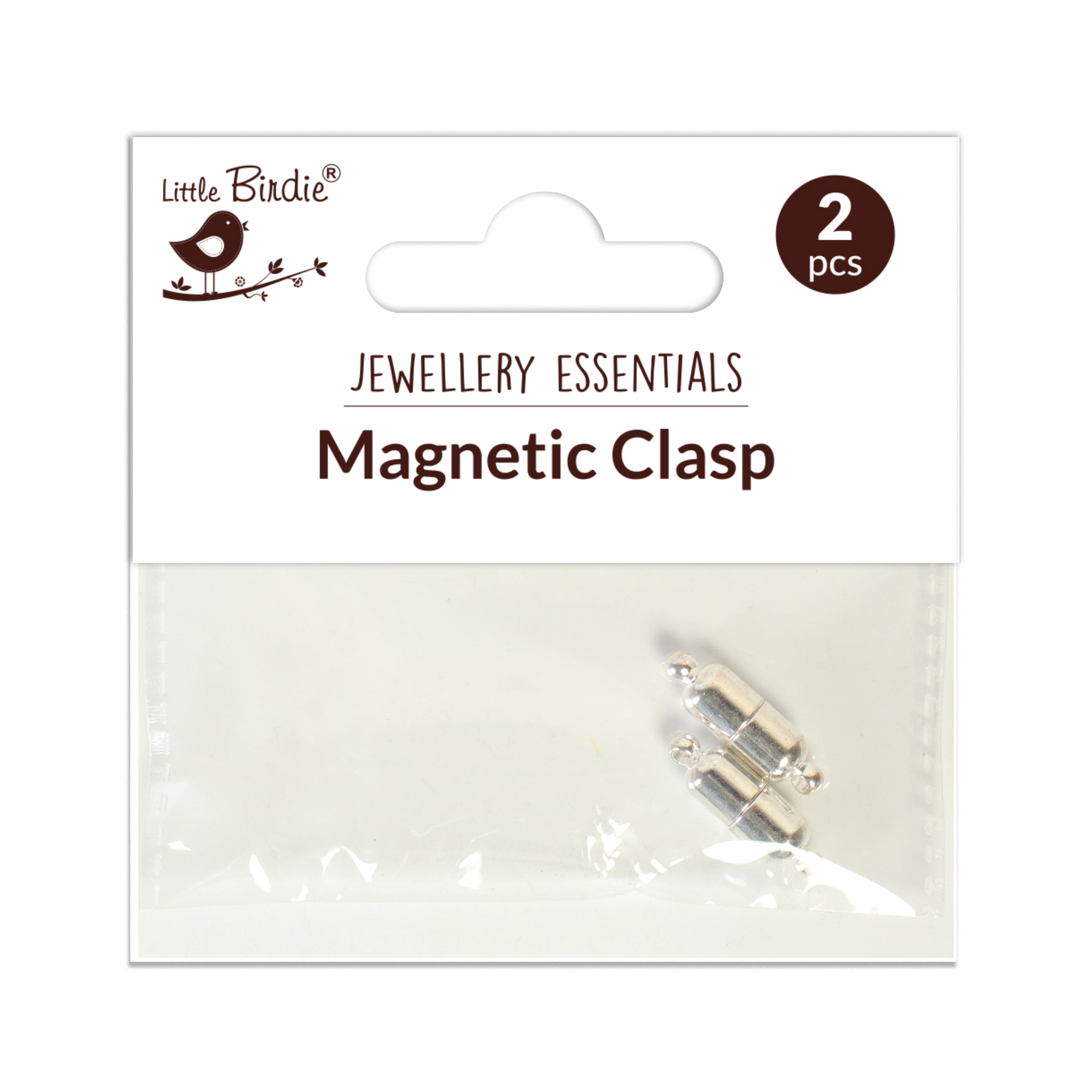 Findings Magnetic End Piece Round Silver 6mm Dia X 2cm 2pcs