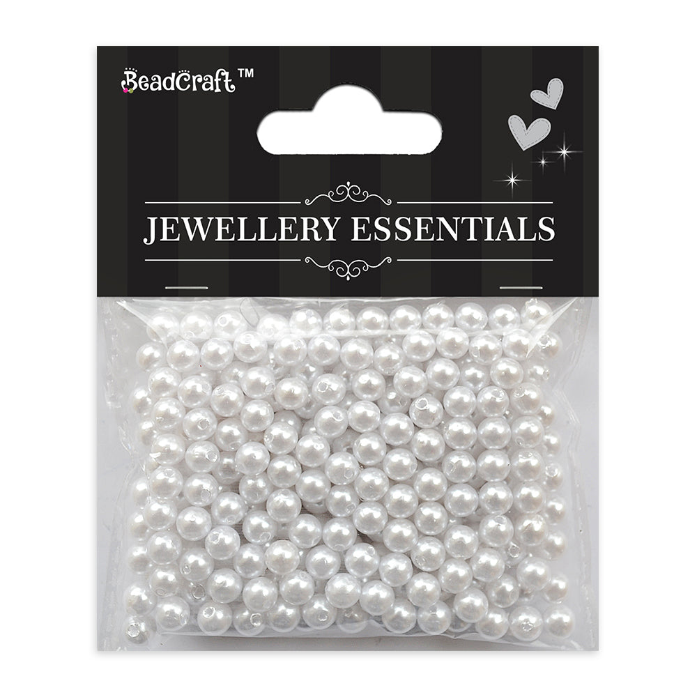 Pearl Beads Plastic 5mm White 20gm