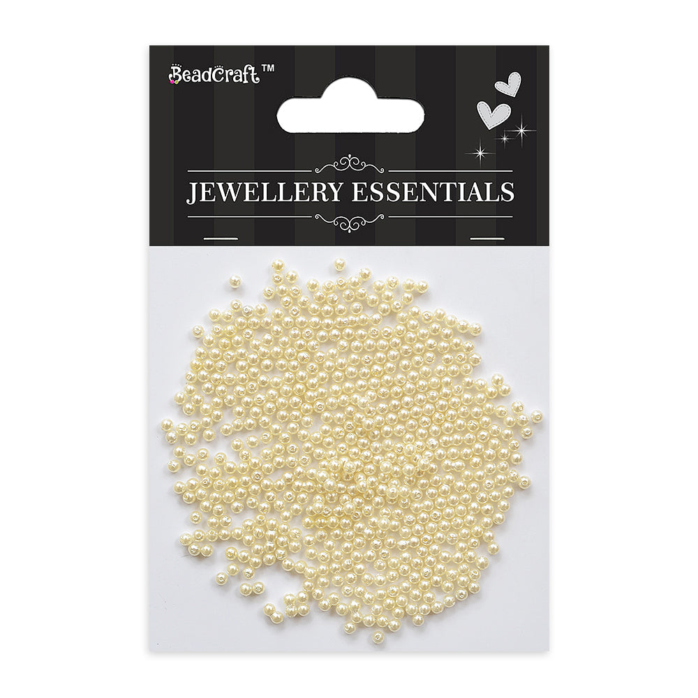 Pearl Beads Plastic 3mm Cream 20gm