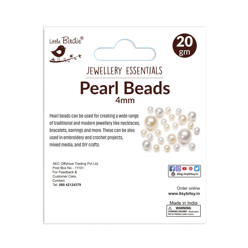 Pearl Beads Plastic 4mm Cream 20gm