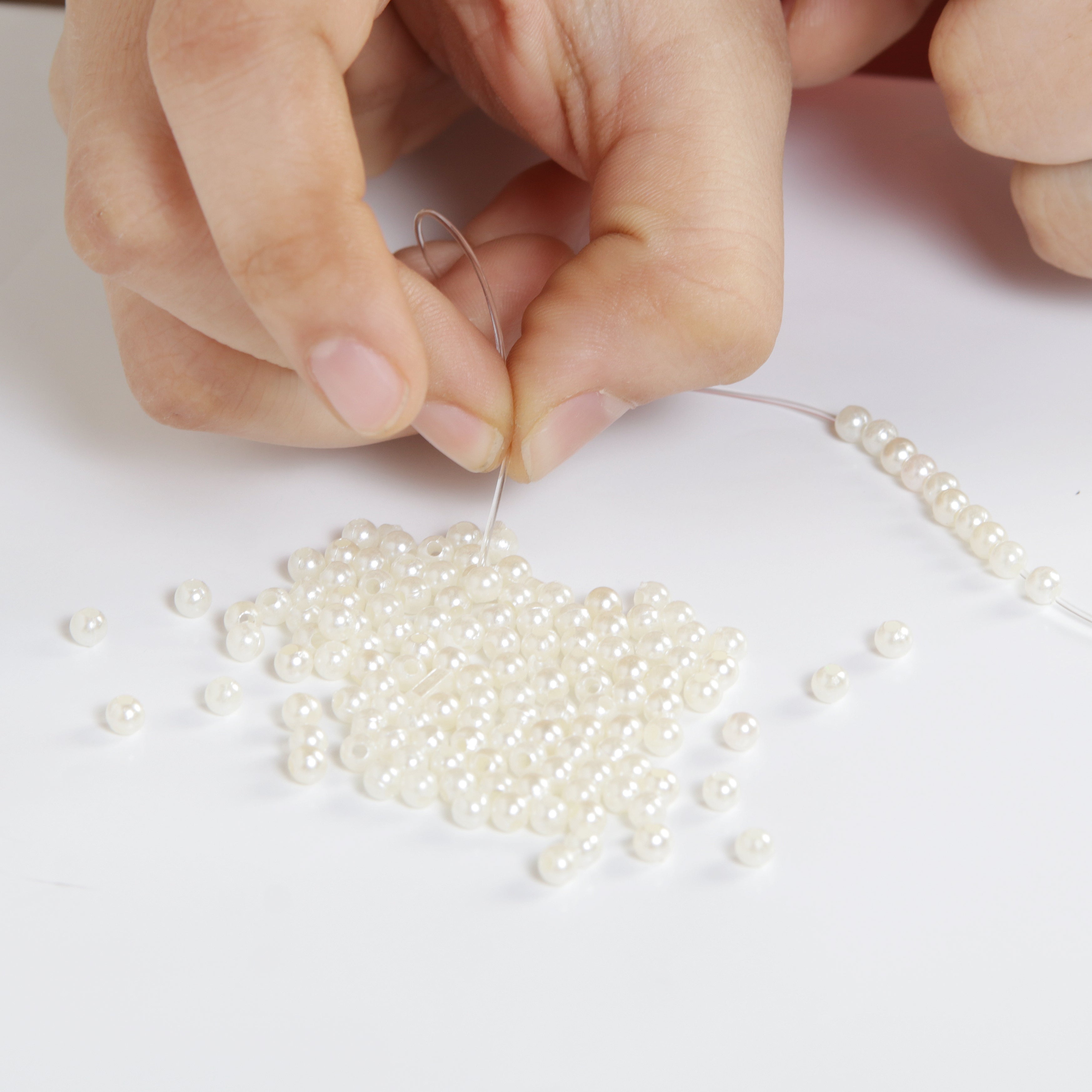 Pearl Beads Plastic 4mm Cream 20gm
