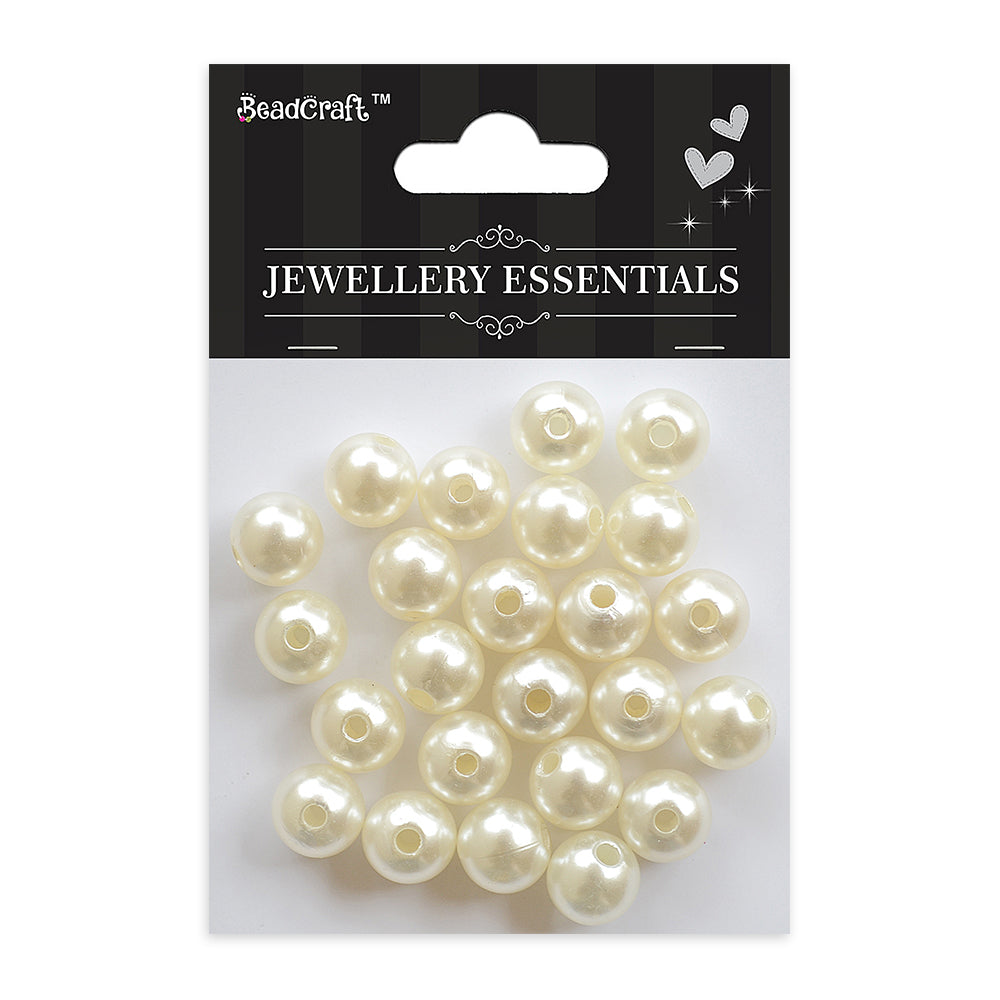 Pearl Beads Plastic 12mm Cream 20gm