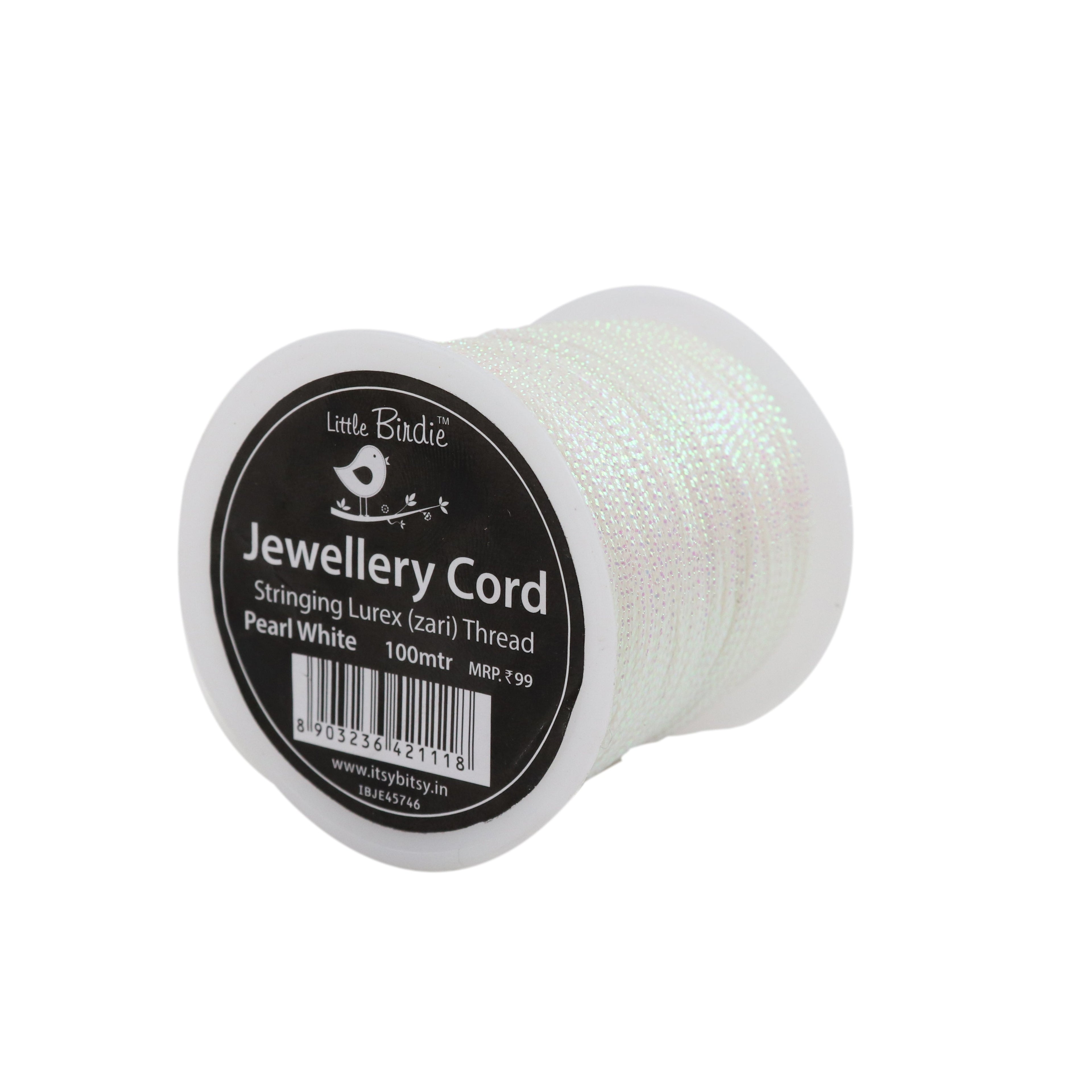 Stringing Zari Thread Pearl White 100Mtrs 1Roll Ib
