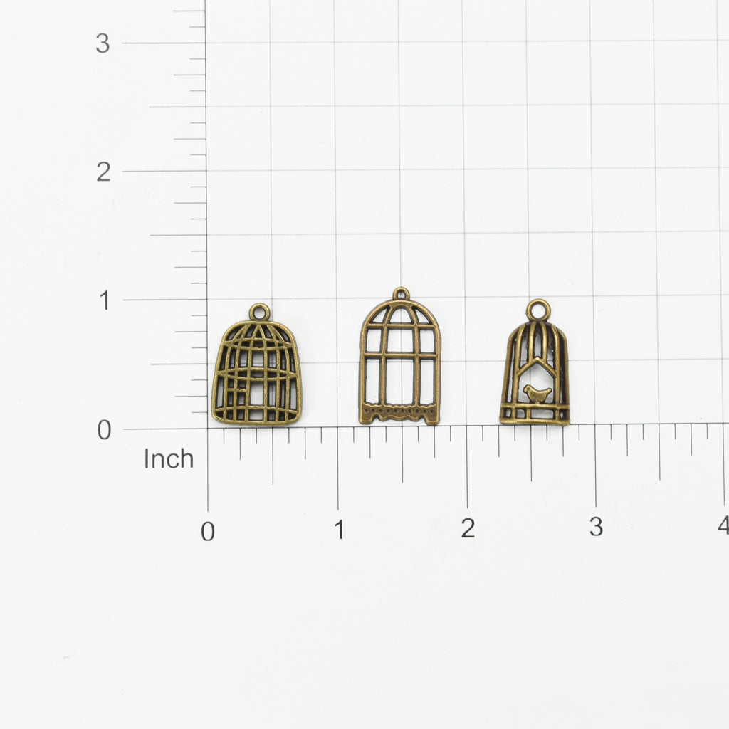 Metal Charms Bird Cage Pcs 3Pcs Pbci Ib