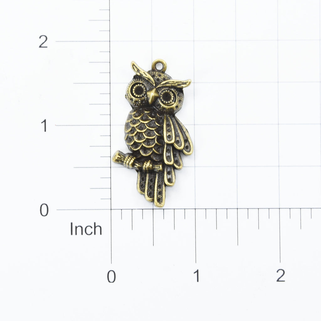 Metal Charms Owl 1Pc Pbci Ib