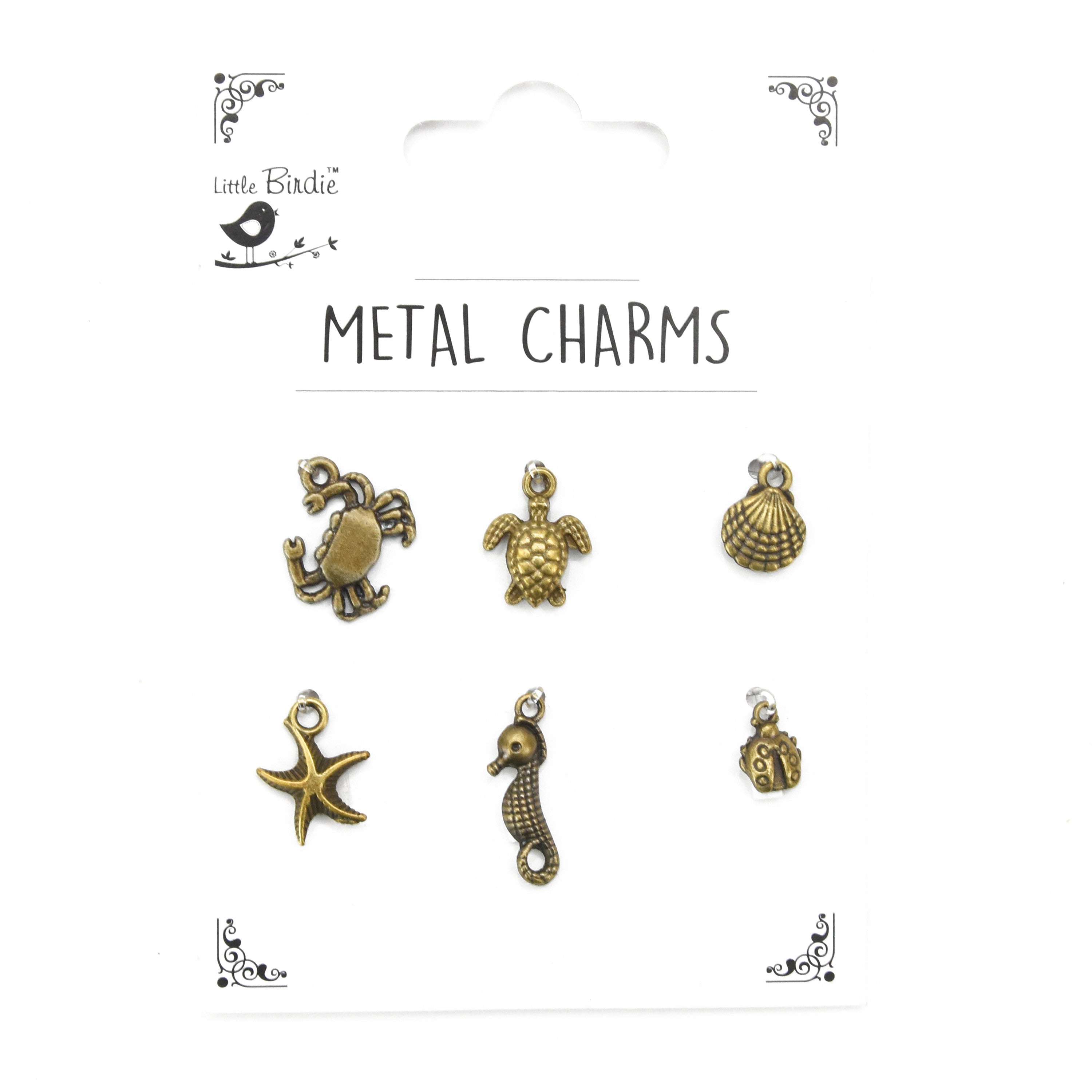 Metal Charms Sea Life 6Pcs Pbci Ib