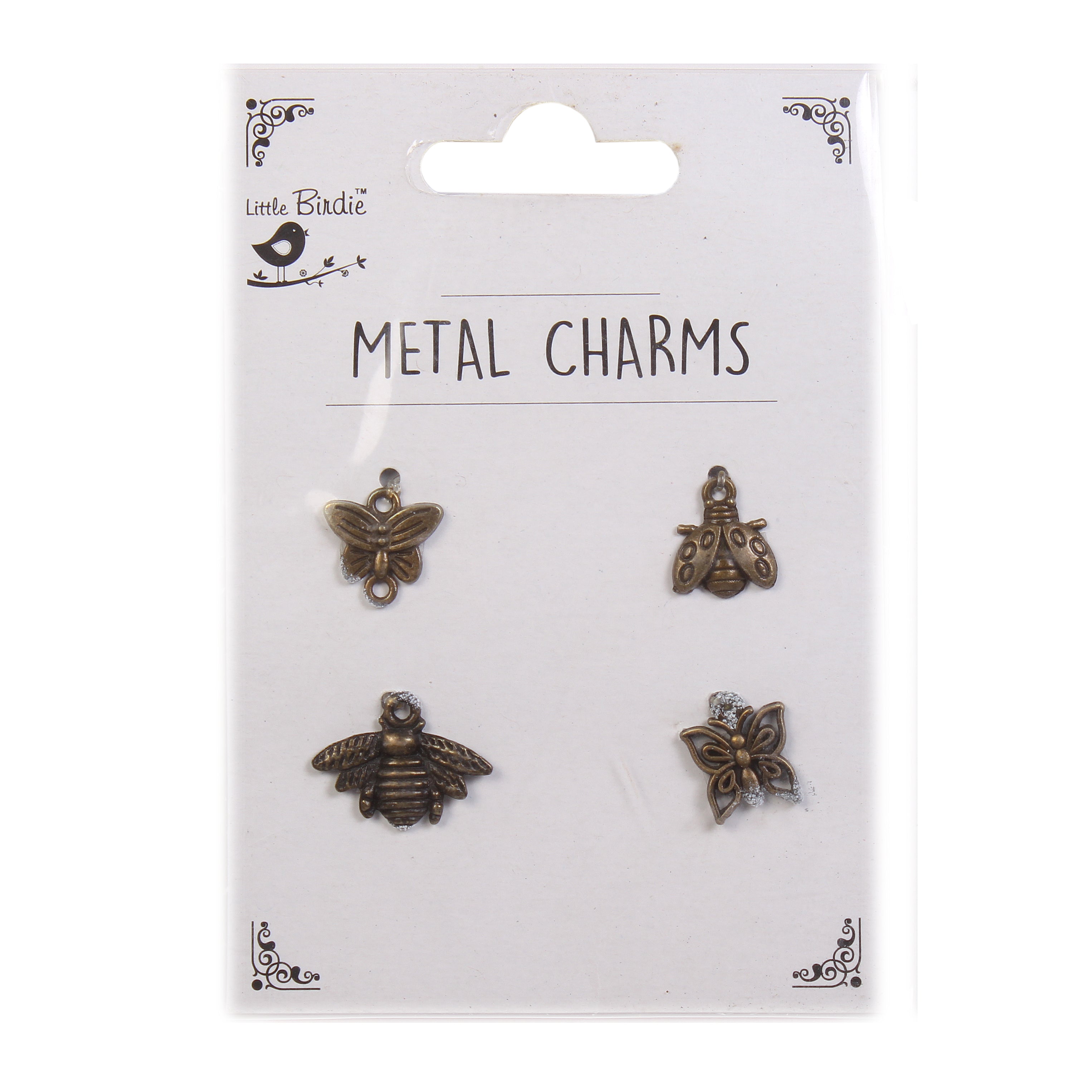 Metal Charms Buzz And Bees 4Pcs Pbci Ib