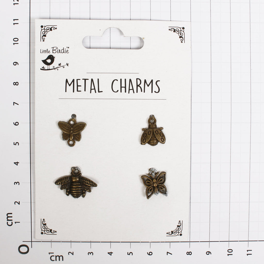 Metal Charms Buzz And Bees 4Pcs Pbci Ib