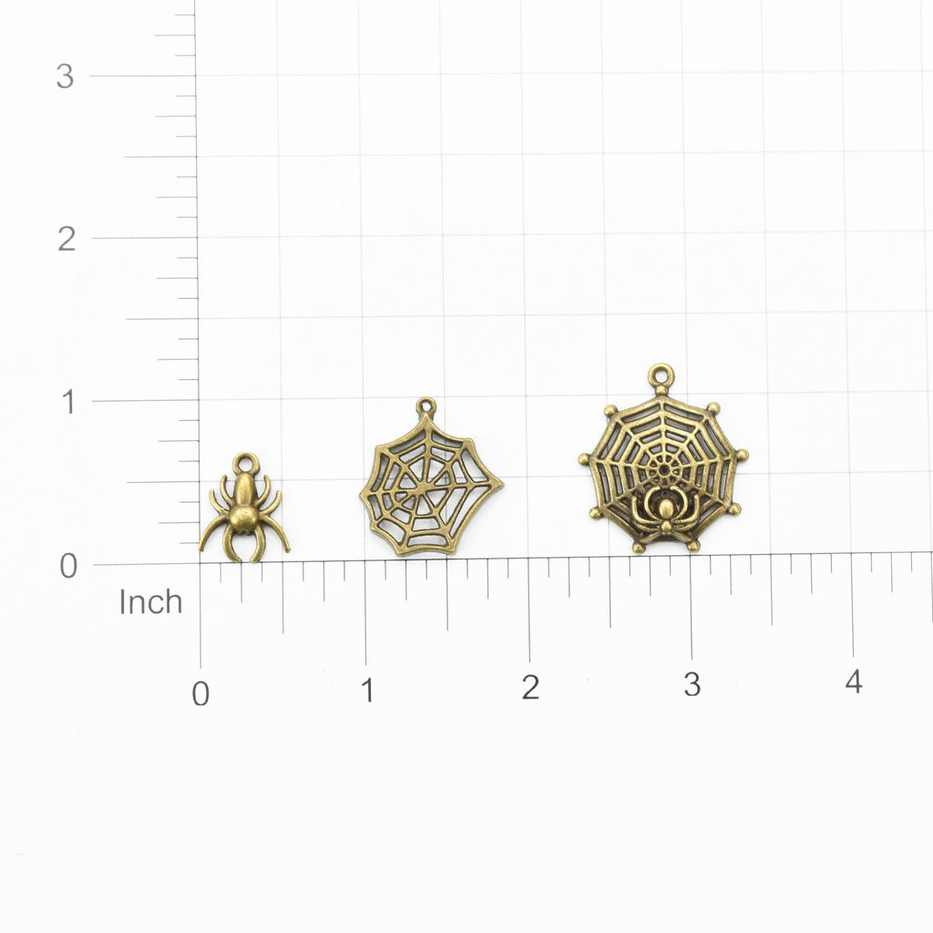 Metal Charms Spider Web 3Pcs Pbci Ib