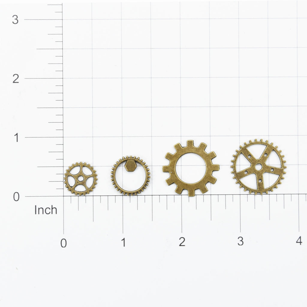 Metal Charms Cog Collection 4Pcs Pbci Ib