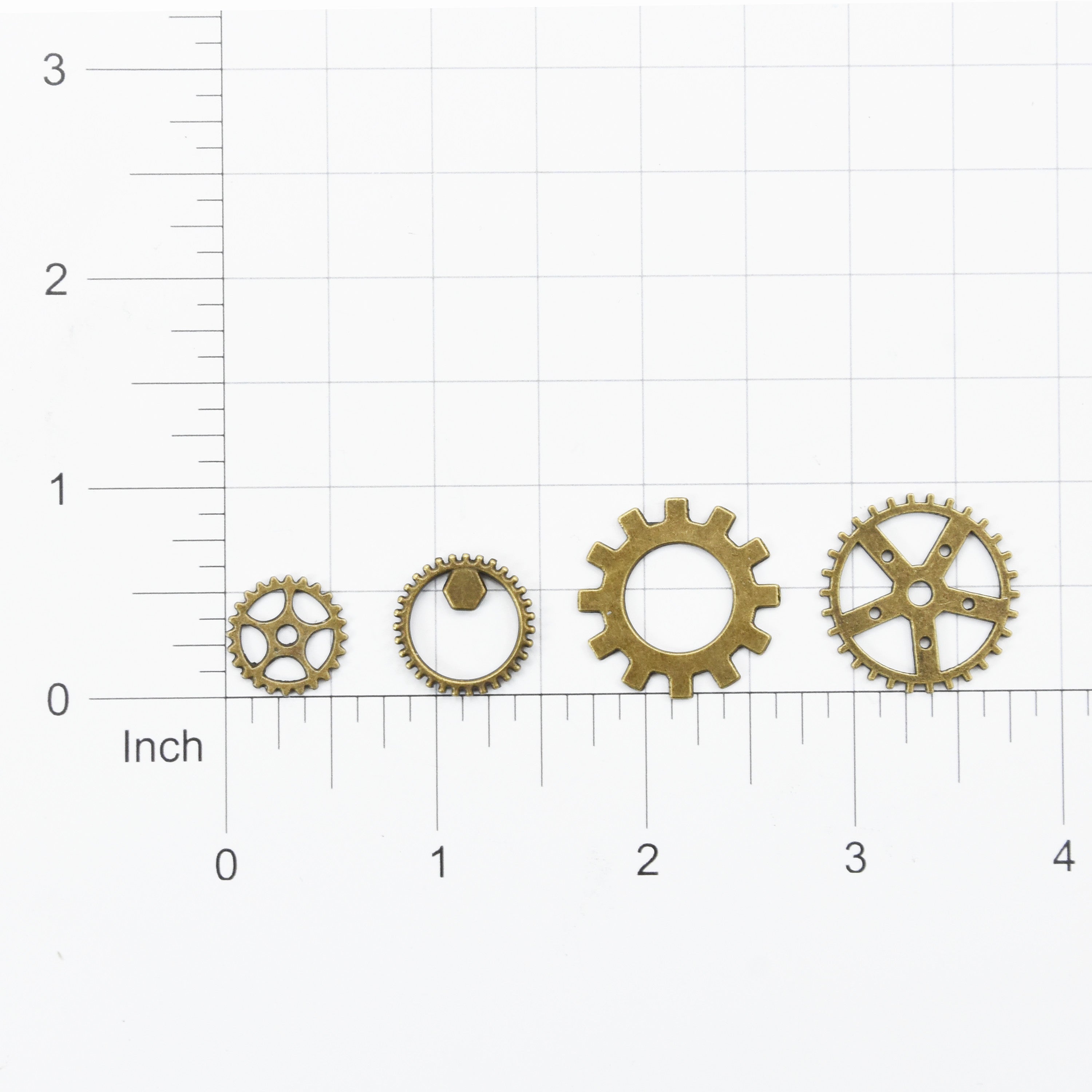 Metal Charms Cog Collection 4Pcs Pbci Ib