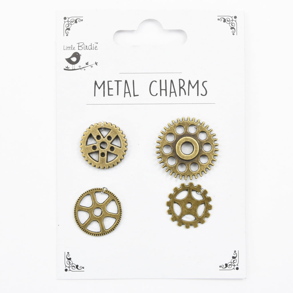 Metal Charms Cogs 4Pcs Pbci Ib
