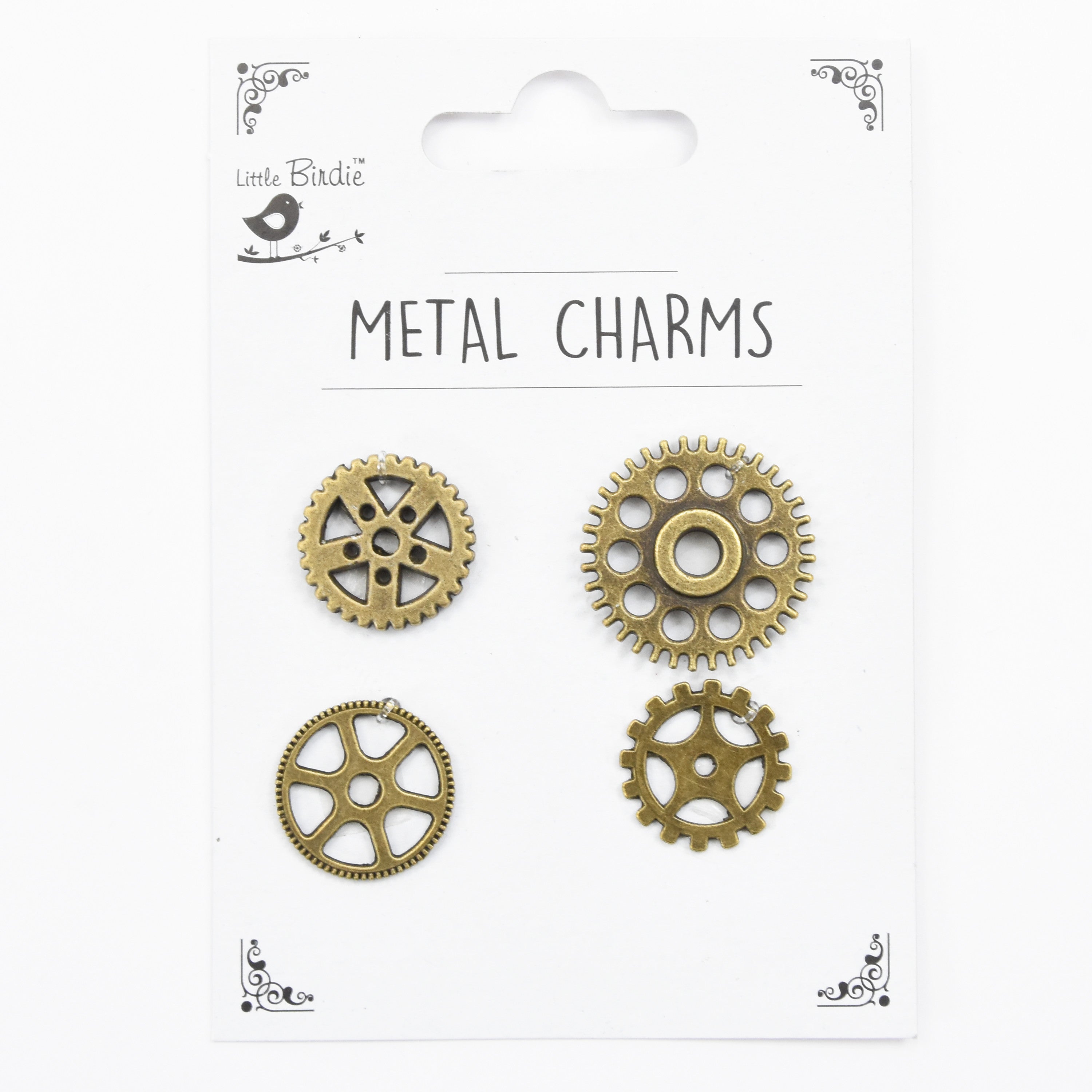 Metal Charms Cogs 4Pcs Pbci Ib