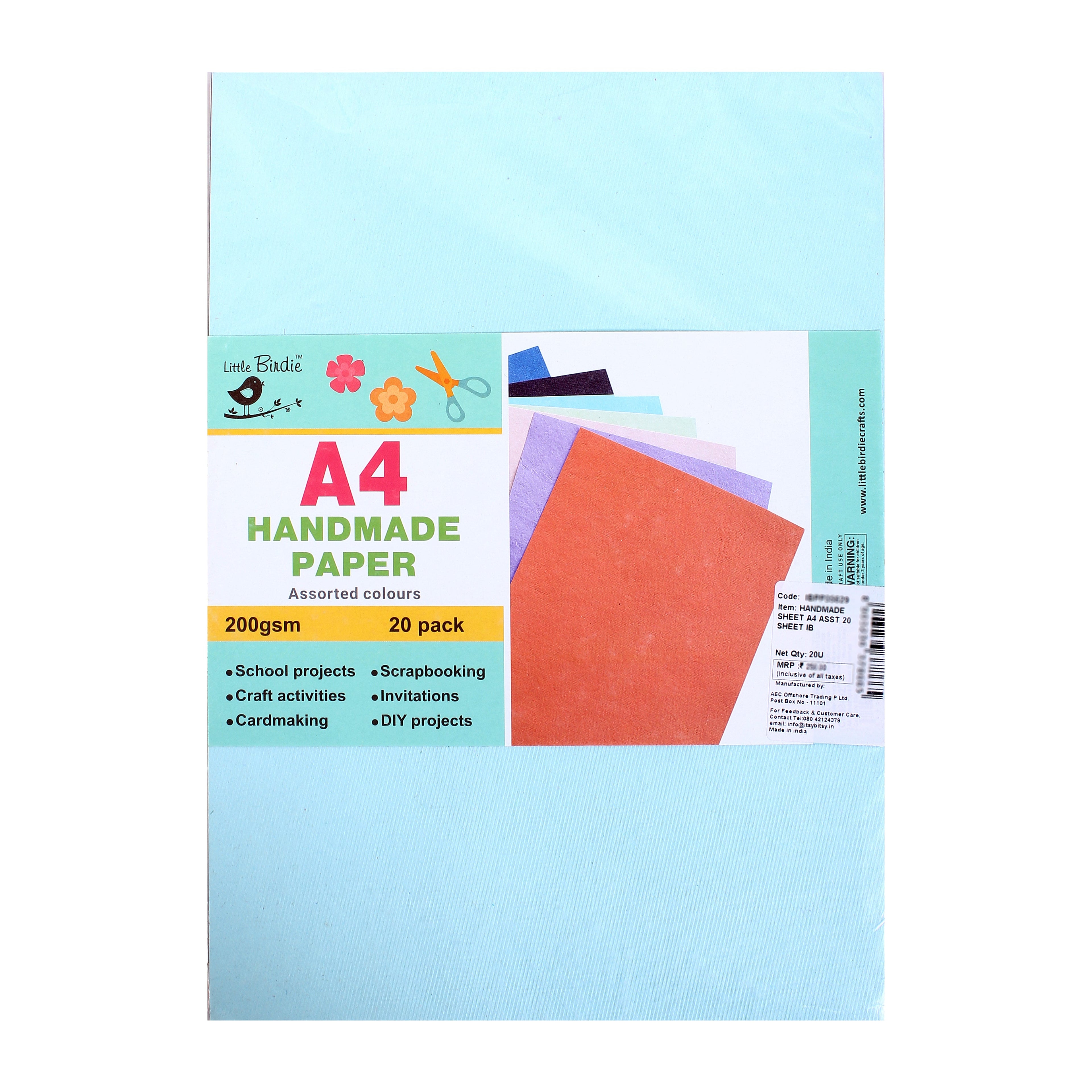 Handmade Sheet A4 Assorted Colours 20 Sheet