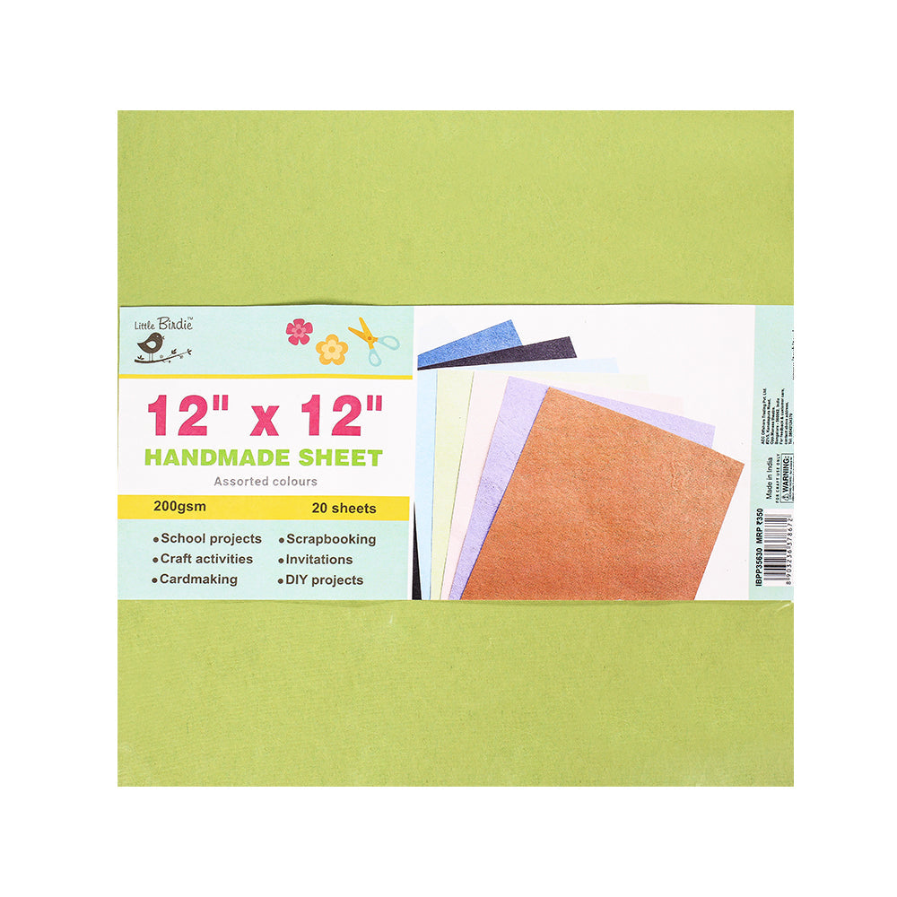 Itsy Bitsy Handmade Paper Sheets 12X12inch- Assorted Colours