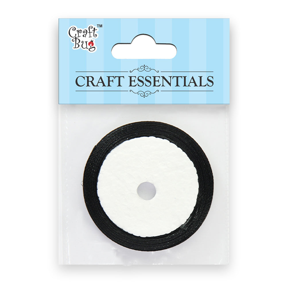 Satin Ribbons - 6mm Width - Black - 9mtr