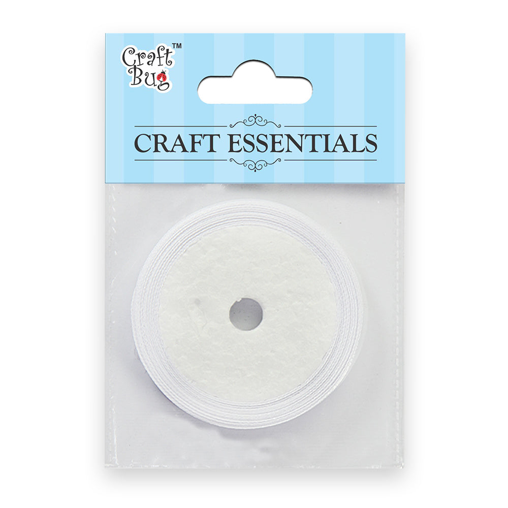 Satin Ribbons - 6mm Width -White - 9mtr