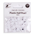 Plastic Half Pearl 8mm White 50pcs