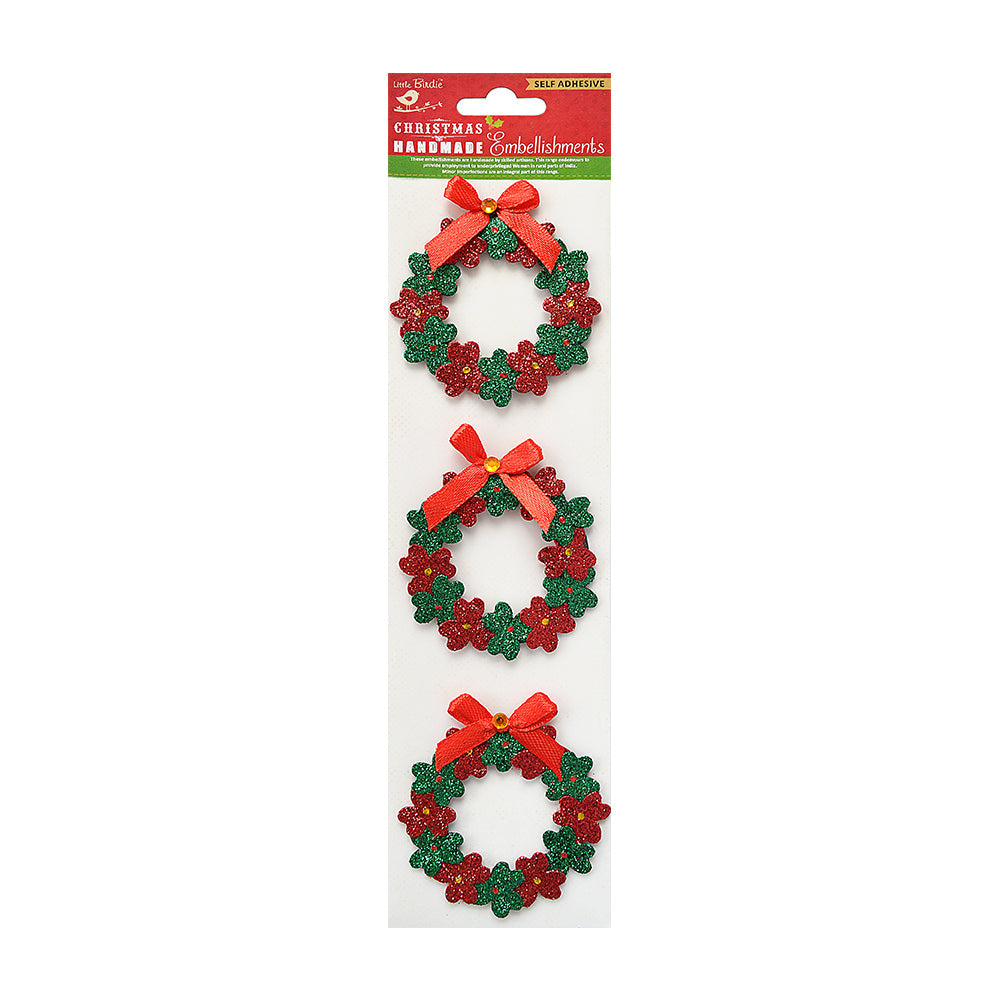 Itsy Bitsy Christmas Wreath Stickers, 3pc