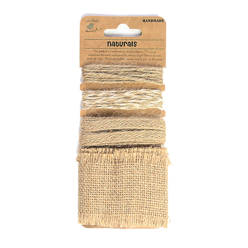 Little Birdie Burlap Trims Assorted, 4m - Natural