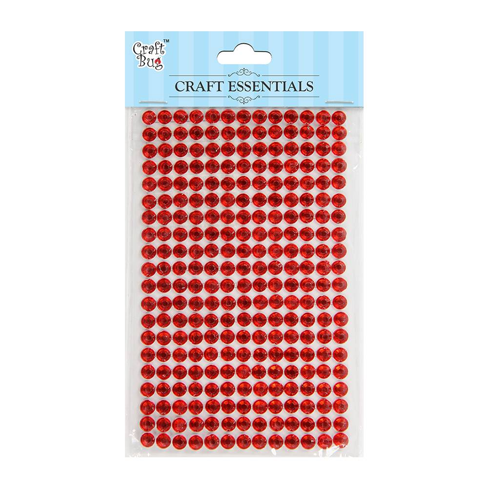 Self Adhesive Crystal Stones Red 6Mm 20Strips 260Pc 1Pk