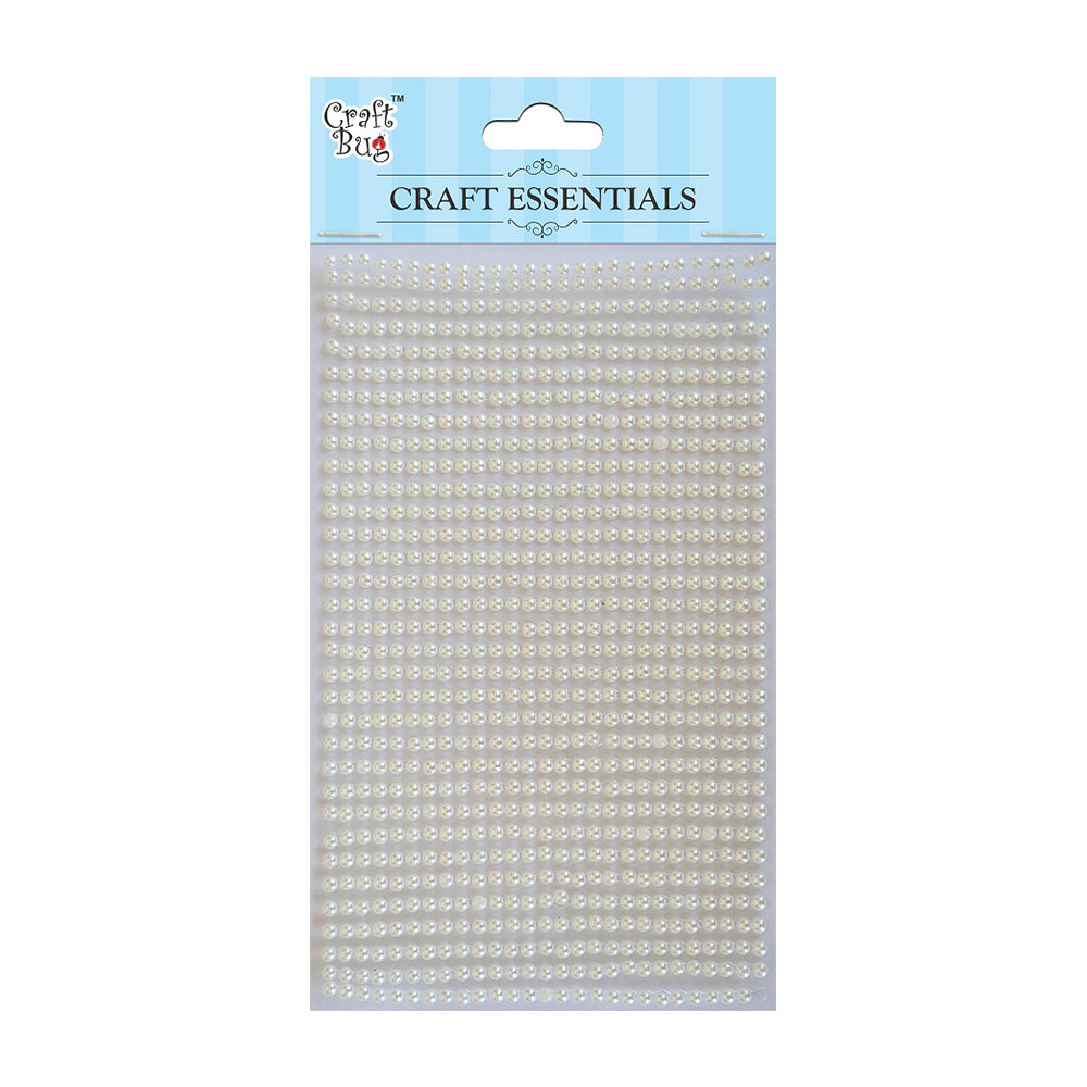 Self-adhesive Plastic Half Pearl - White, 3mm, 750Pc