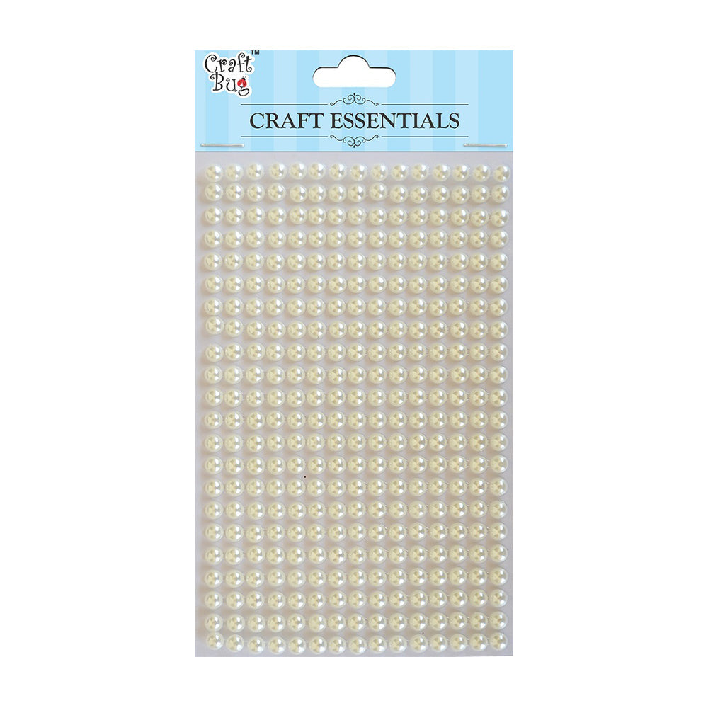 Self-adhesive Plastic Half Pearl - White, 5mm, 330Pc