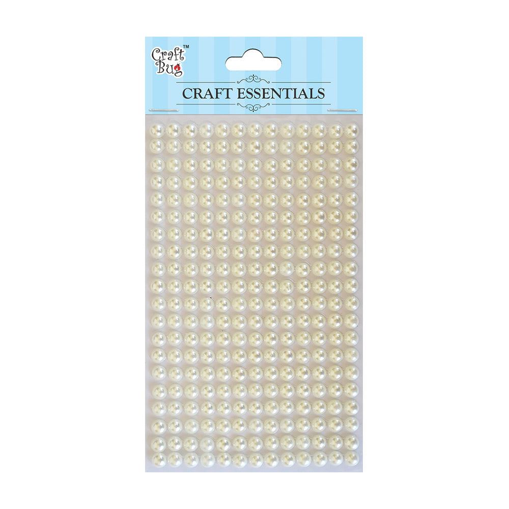 Self-adhesive Plastic Half Pearl - White, 6mm, 260Pc