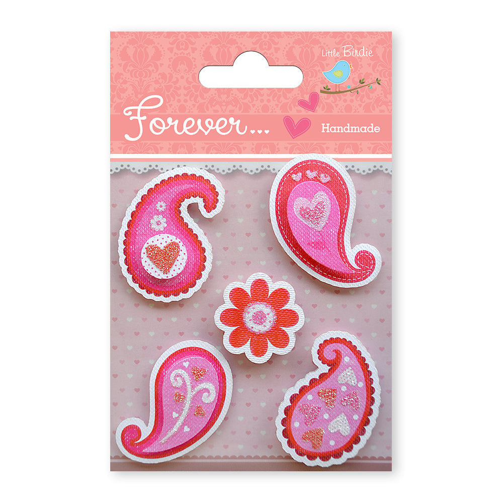 Itsy Bitsy Self-adhesive Stickers - Paisley, 5Pc