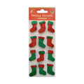 Itsy Bitsy Christmas Stickers - Glitter Stockings, Red and Green, 12 pc