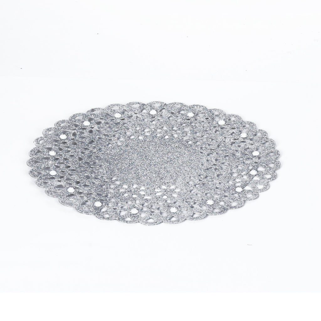 Sparkle Doily Silver 8in 1pc