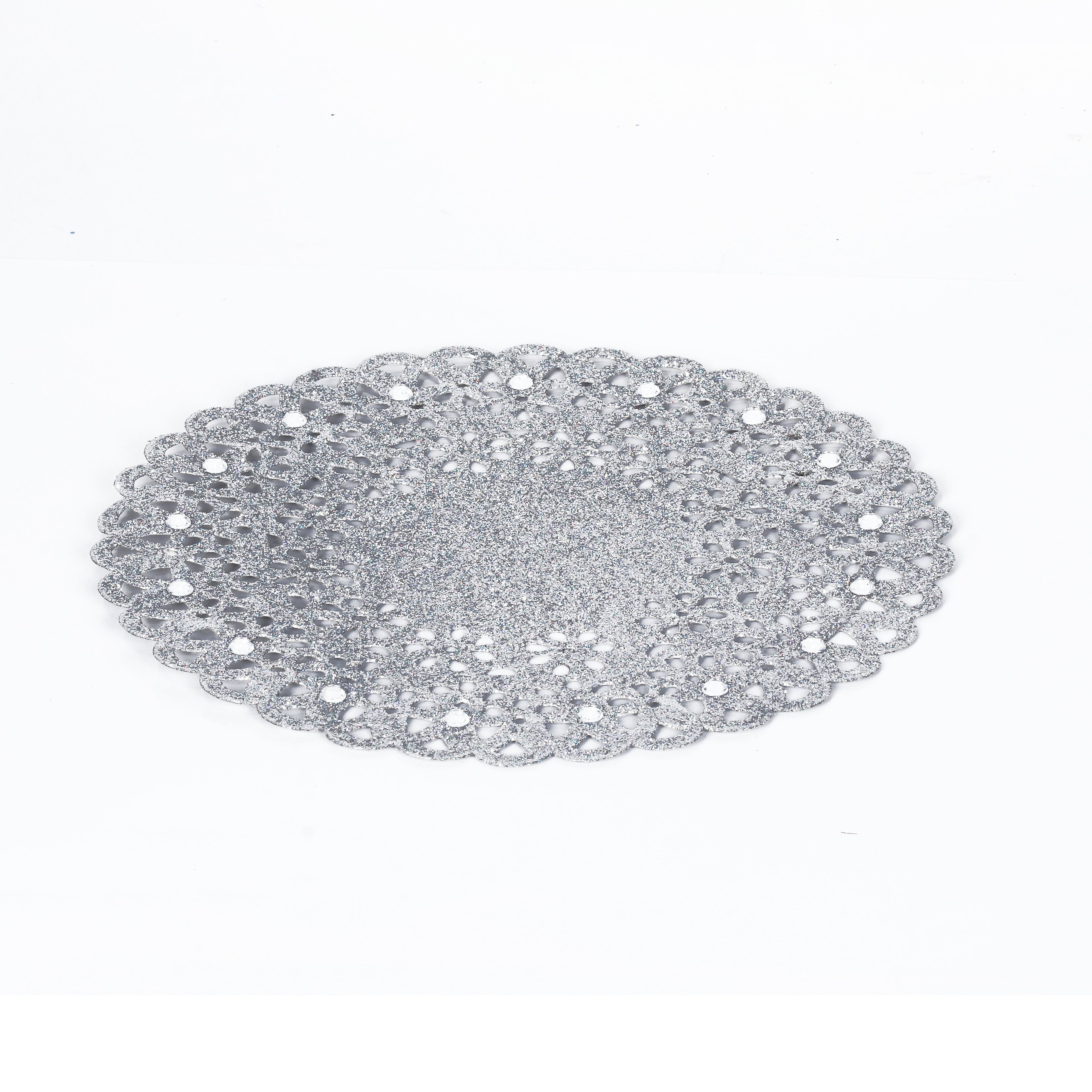 Sparkle Doily Silver 8in 1pc