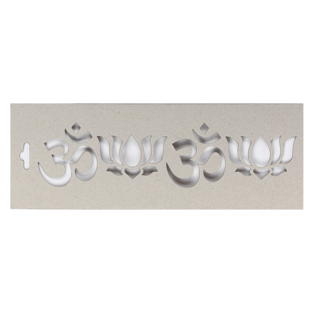 Chipboard Stencil OM & Lotus 12.5X4.5Inch 1pc