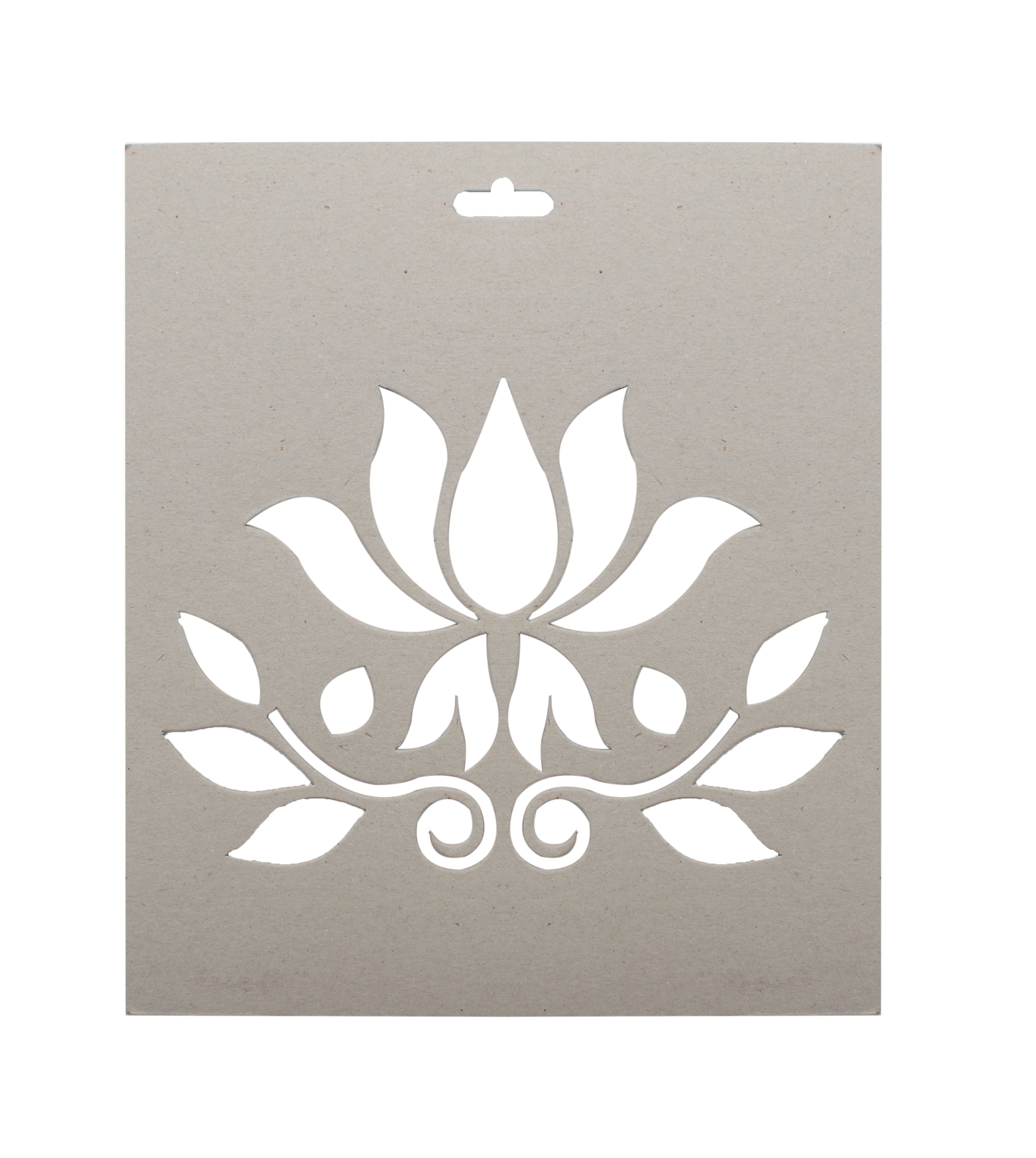 Chipboard Stencil - Lotus W/Leaves 8 X 9 inch