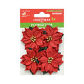 Handmade Flower Christmas Poinsettia - Red, 4pc